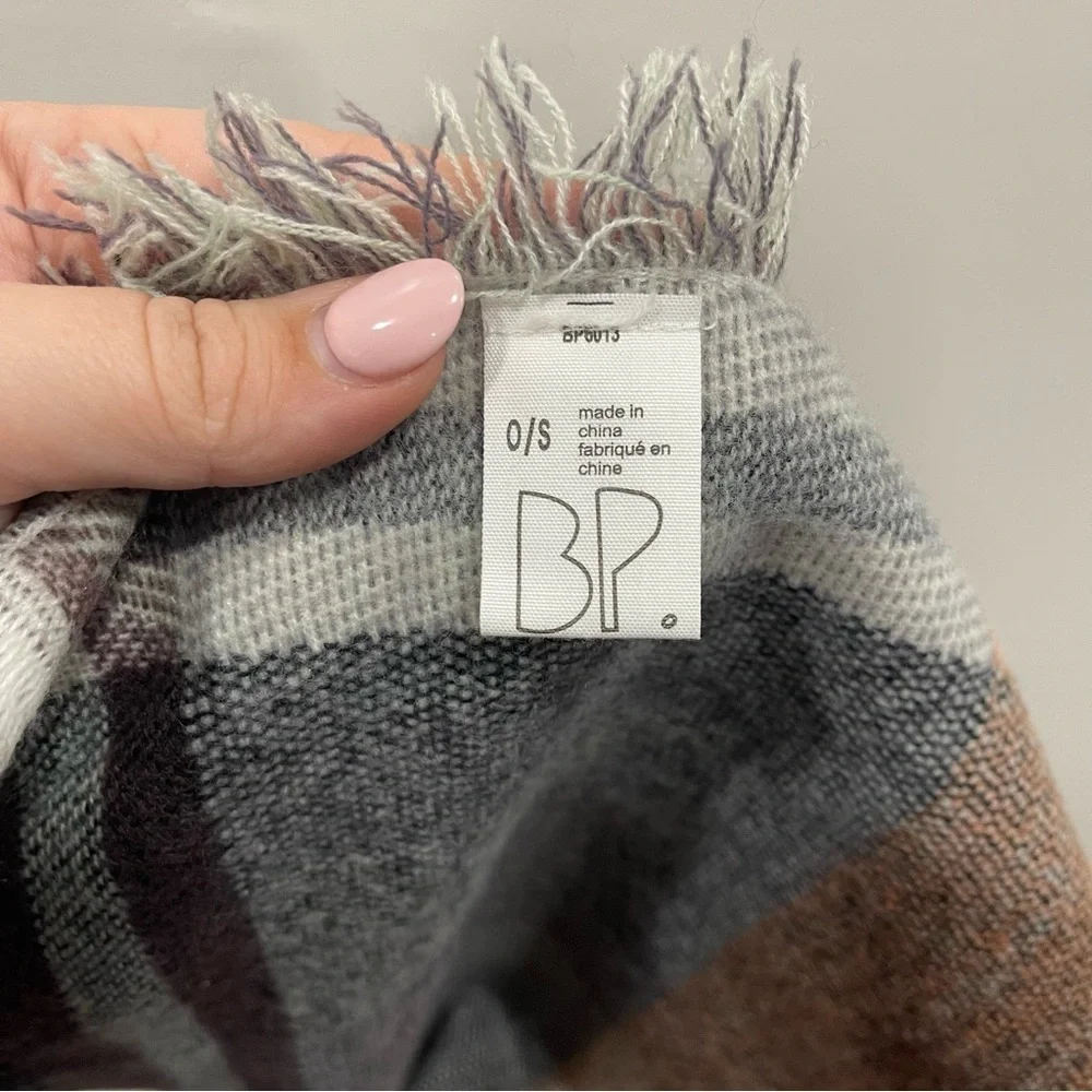BP Nordstrom Fringe Colorblock Blanket Scarf One Size Fall Winter Cozy